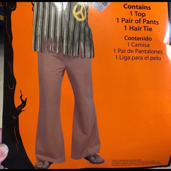 HIPPIE COSTUME/top/pants/hair tie-LARGE 36-38 free - Picture 13 of 16
